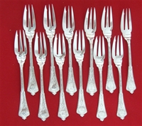 PERSIAN All Sterling Set of 12 Pastry Forks, 3-Tine, 6 1/4", MN 