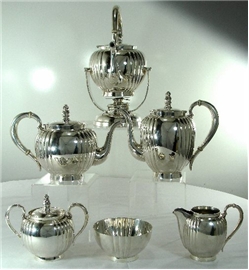 6-PC TEA & COFFEE SET w/KETTLE ON STAND