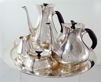 COHR Denmark Silver Plate - Hans Bunde Modernist - 5 piece tea set