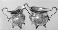 Tiffany & Co Sterling Silver Sugar & Creamer With Beautiful Floral Design,