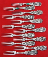 BLACKBERRY Sterling Silver Set of STRAWBERRY FORKS