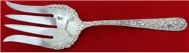 Kirk REPOUSSE Sterling Silver 9 7/8" SALAD SERVING FORK w/APPL. ORNATE SHOULDERS