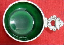 OPEN SALT, GREEN ENAMEL