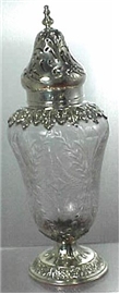 GLASS STERLING SUGAR SHAKER