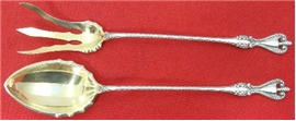 OLD COLONIAL LETTUCE FORK AND SPOON SET, Gold Wash