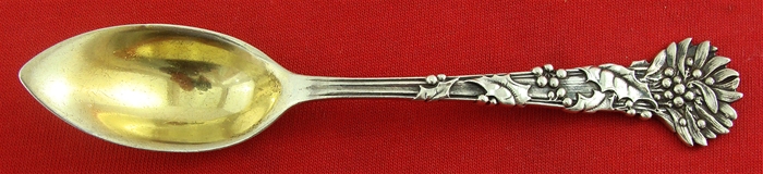 HOLLY CITRUS SPOON, 5 3/4&quot;, Mono on back of spoon, Gold-Washed 