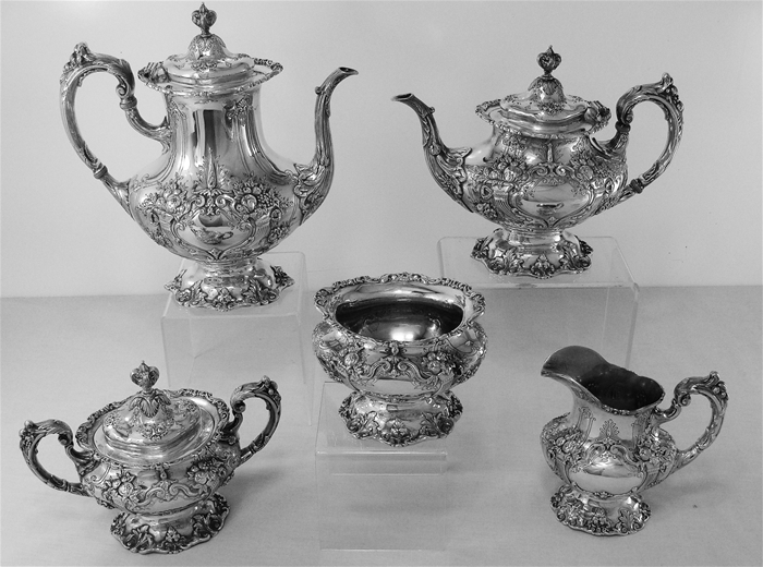 FRANCIS I by Reed and Barton Sterling Silver 5-PC TEA and COFFEE SET, Mono.