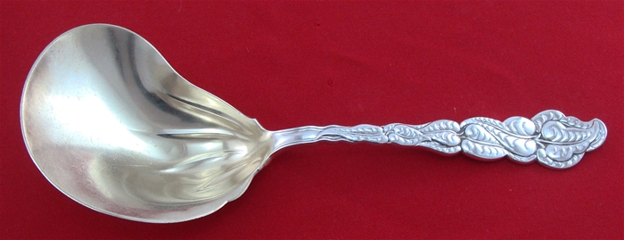  CONCH BERRY SPOON SERVER, Gold washed bowl 