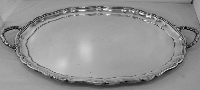 GORHAM STERLING SILVER VERY LARGE TEA TRAY No. 207, 24 1/2", MONO