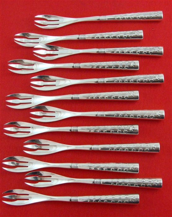  Greek Handle  Set of MELON FORKS, No Mono, 6"